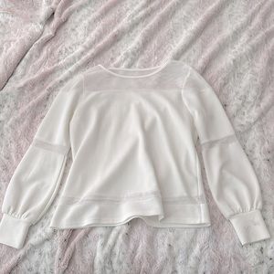White blouse, long sleeve with mesh, medium